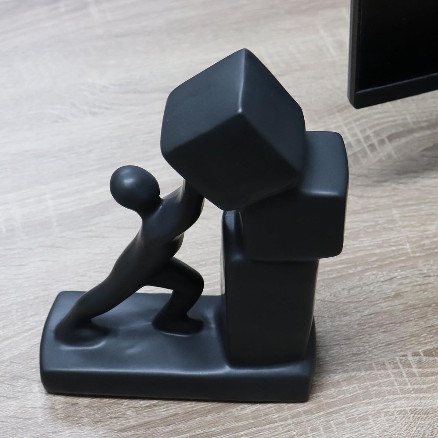 MAKHOT Home Decoration Modern Art Ceramic Ornament, Black Ceramic Home Office Decorations for Desk, Living Room, Dining Room and Coffee Table Centerpieces Black