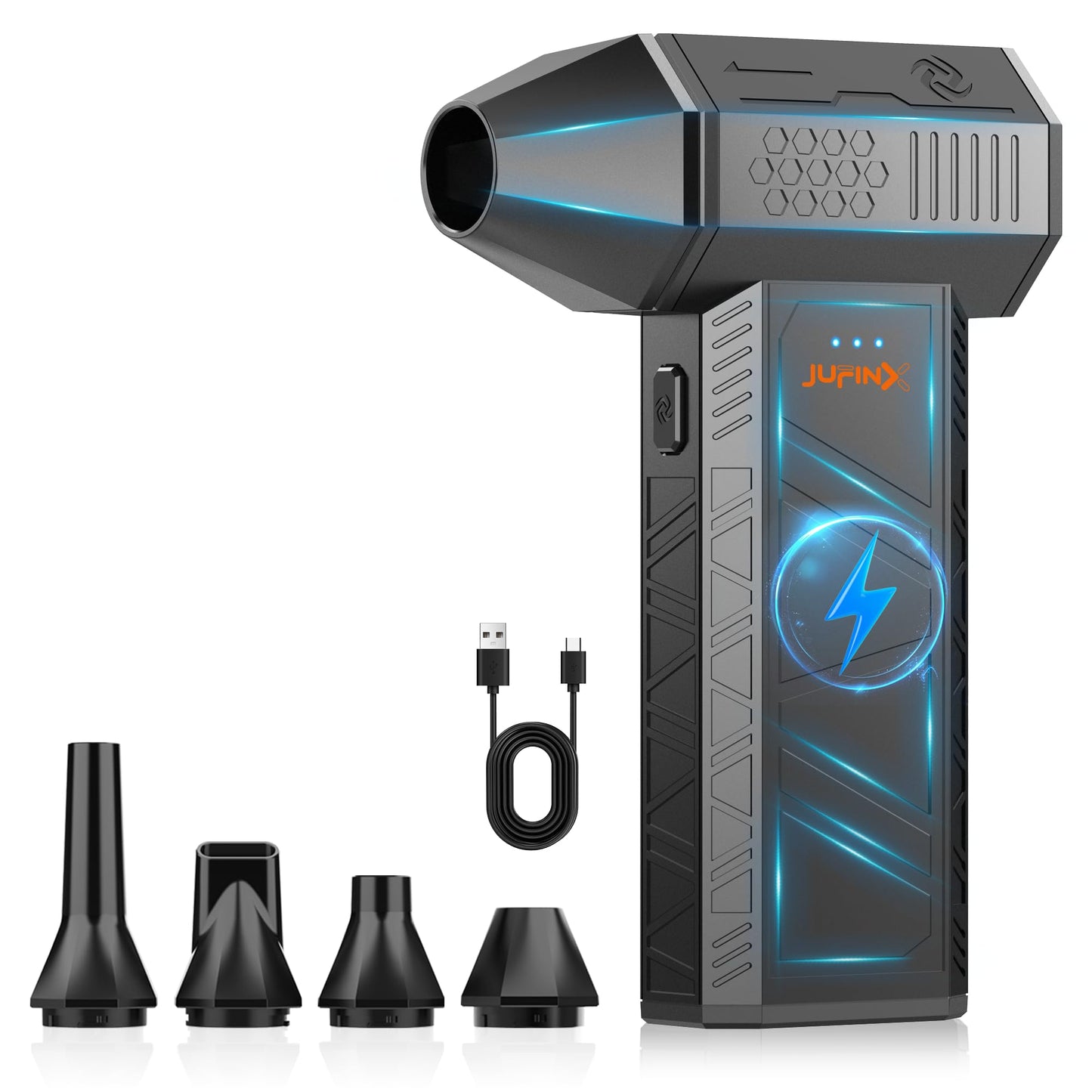 JUFINX X3mini Electric Air Duster-110000RPM Super Power Cordless Air Duster, 3-Gear Adjustable Mini Blower with Fast Charging, Dust Blower for Computer, Keyboard, House, Outdoor and Car