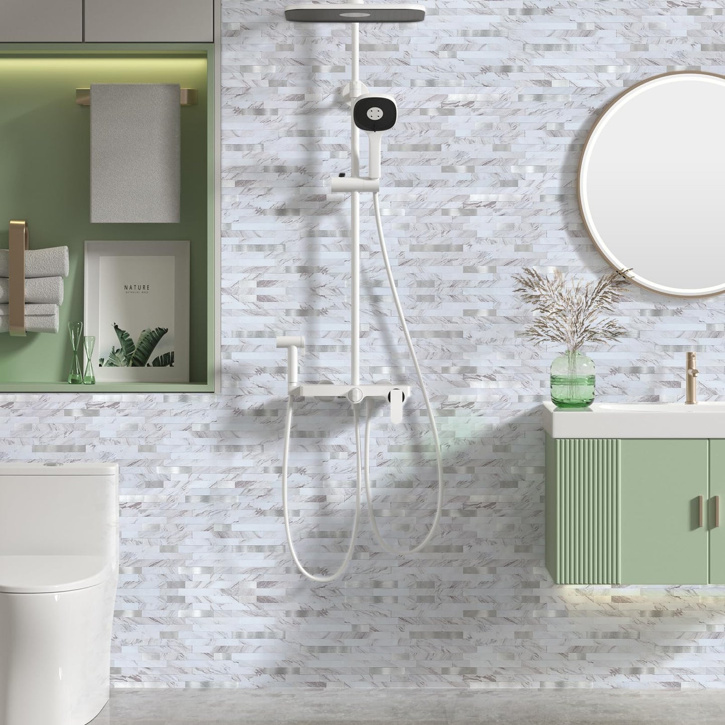 Midcard 10 Sheet Peel and Stick Backsplash Tile, Stick on Tiles for Backsplash Kitchen, Bathroom, Laundry Room, Camper, Fireplace.