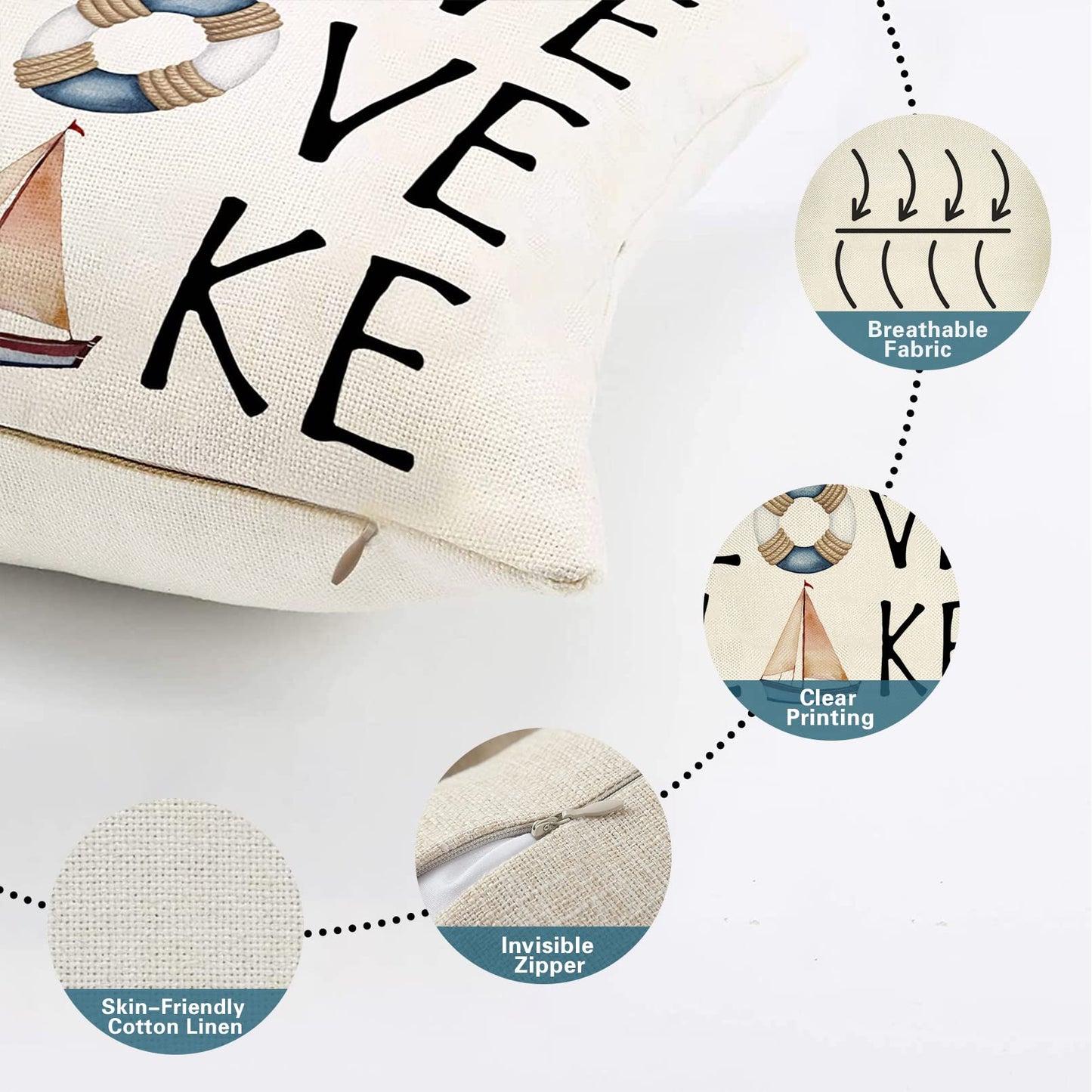 Softxpp Life is Better at the Lake House Decorative Throw Pillow Cover Set of 4, Farmhouse Paddles Anchor Lakehouse Cushion Case, Lakehouse Rustic Spring Summer Home Decoration Pillowcase Decors 18x18