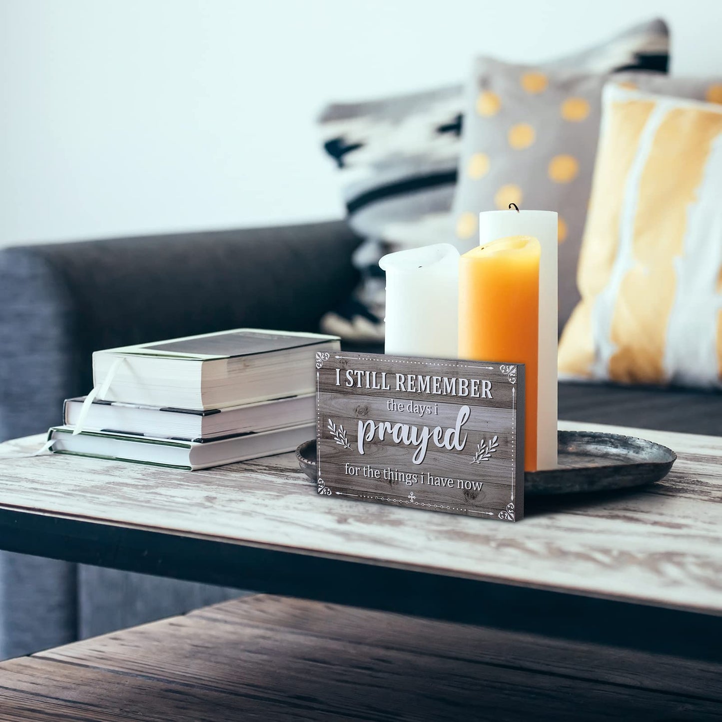 I Still Remember The Days I Prayed Home Wall Decorations Wooden Table Centerpieces Box Sign Farmhouse Decor House Prayer Wooden Rustic Presents For Bedroom Living Room or Shelf(Gray)