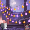 JMEXSUSS 100 LED Orange and Purple String Lights Indoor, Connectable Globe String Lights Plug in with Remote, 33ft 8 Modes Christmas Fairy Lights Outdoor for Bedroom Room Party Carnival Decorations
