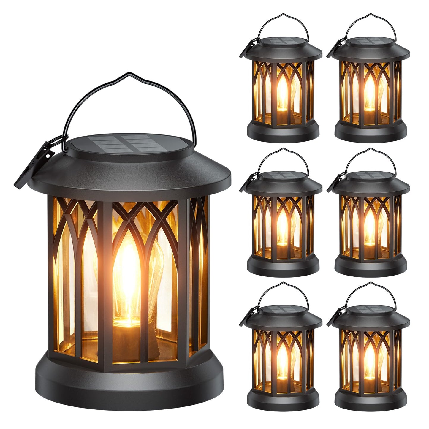 WdtPro Solar Lanterns Outdoor Waterproof, Upgraded Bright Hanging Solar Lights for Outside,Solar Powered Lanterns Lighting LED for Garden Patio Yard Decorative 2 Pack (Warm Light)
