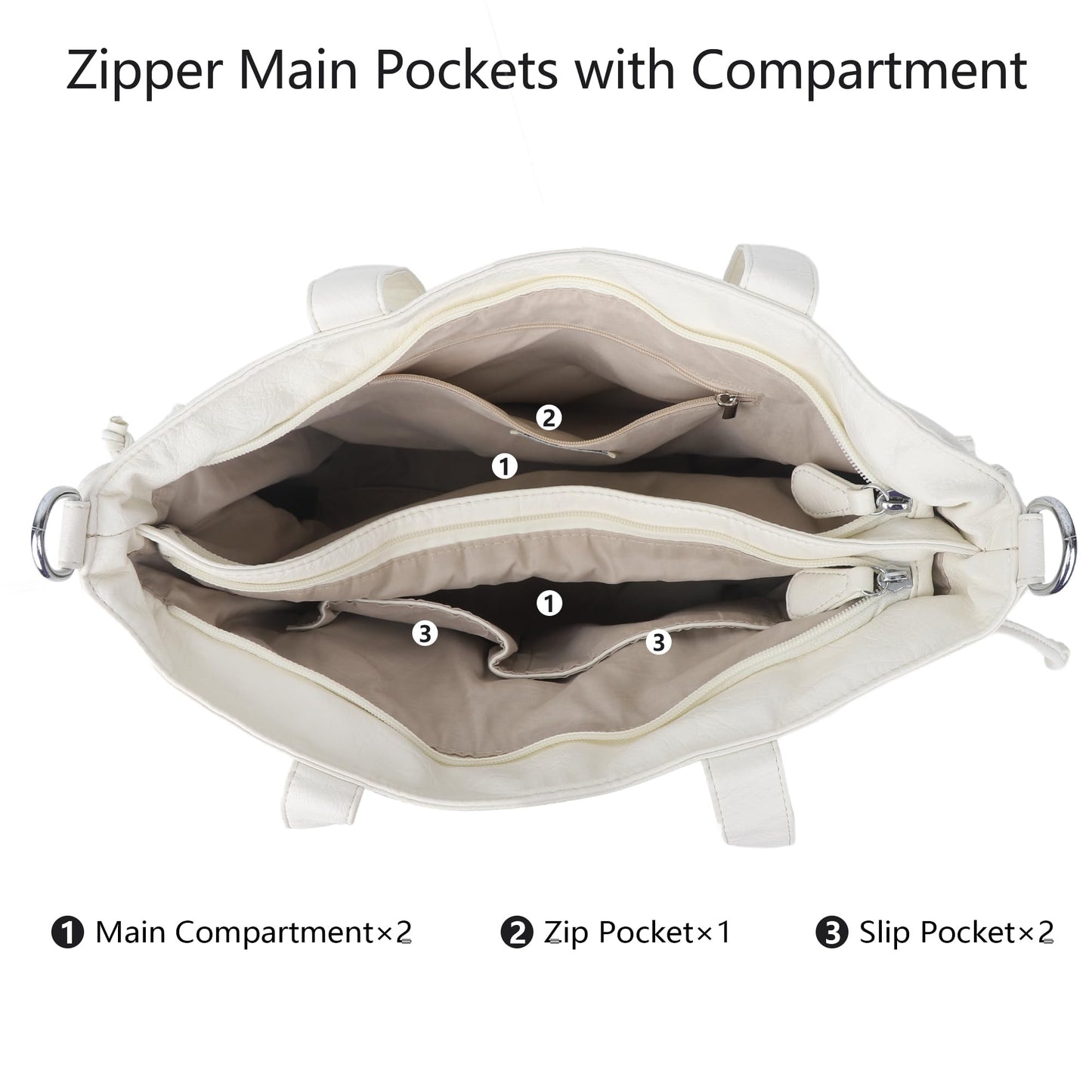 Angel Kiss Handbags for women Soft Vegan Leather Purses for Womens Multiple Pockets Shoulder Bags Ladies Roomy Zippers Tote bag Organizer Top-Handles handbag With Crossbody Strap,White