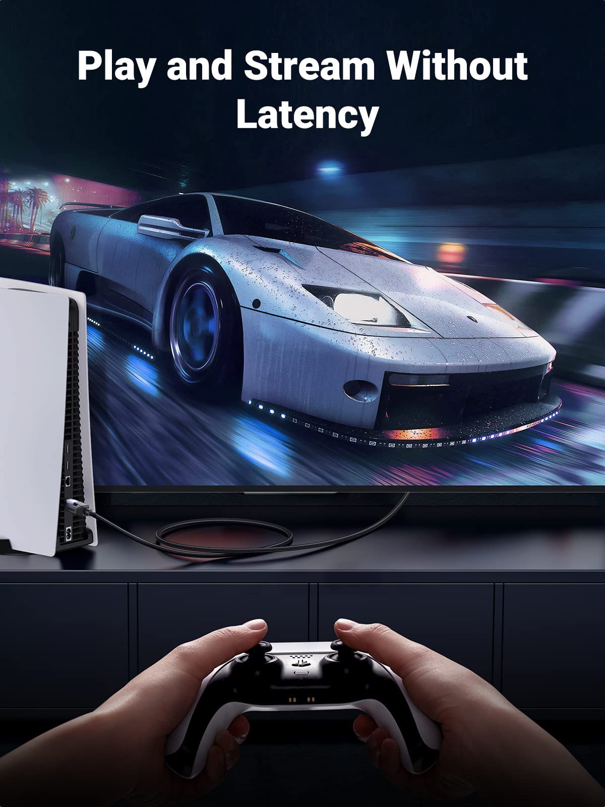 UGREEN Cat 8 Ethernet Cable 6FT, High Speed Braided 40Gbps 2000Mhz Network Cord Cat8 RJ45 Shielded Indoor Heavy Duty LAN Cables Compatible for Gaming PC PS5 Xbox Modem Router 6FT