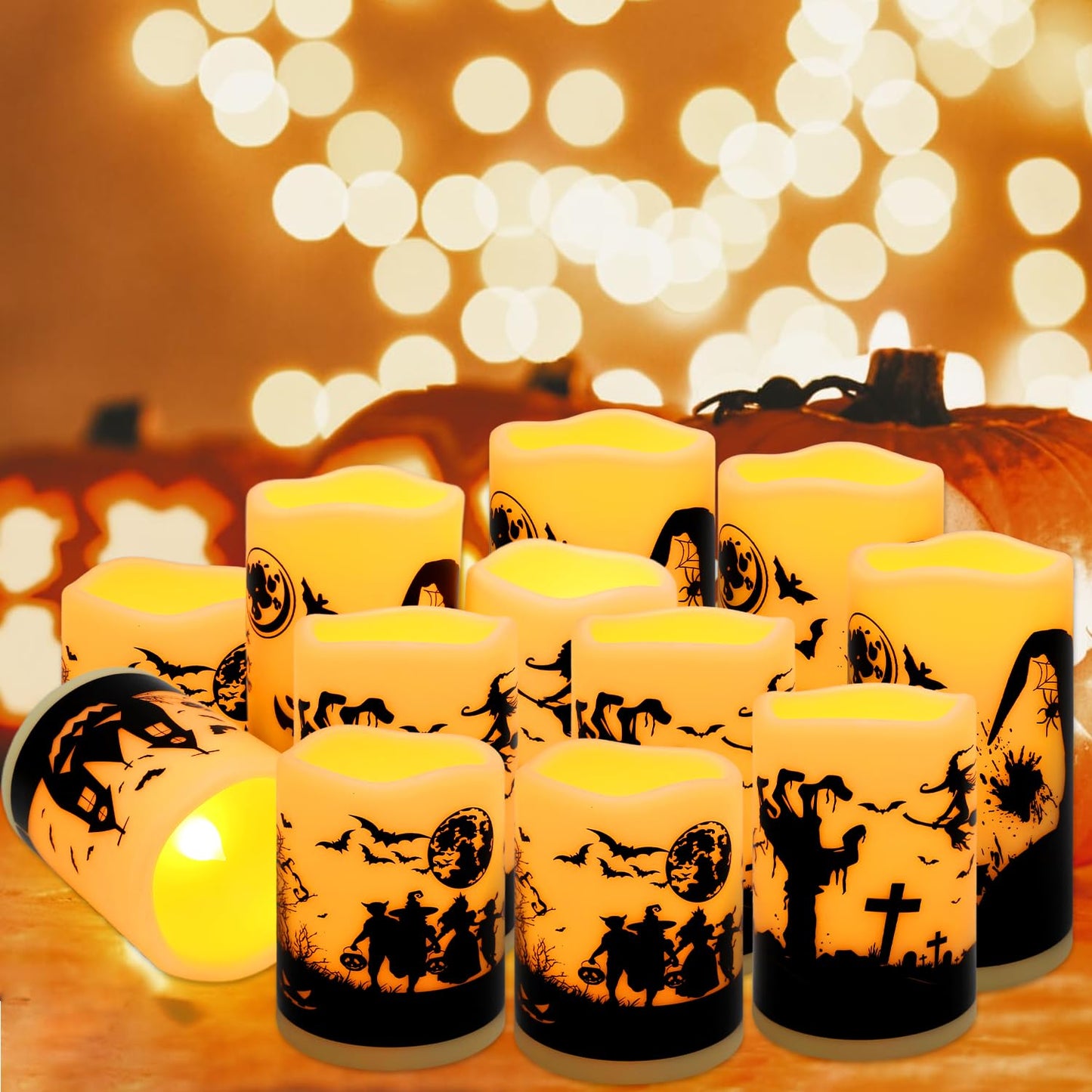 ECLHTLNY 12-Pack Waterproof -Flameless Led Candles，Remote Control and Timer Functions for Halloween and More Decorations（3 Sizes）
