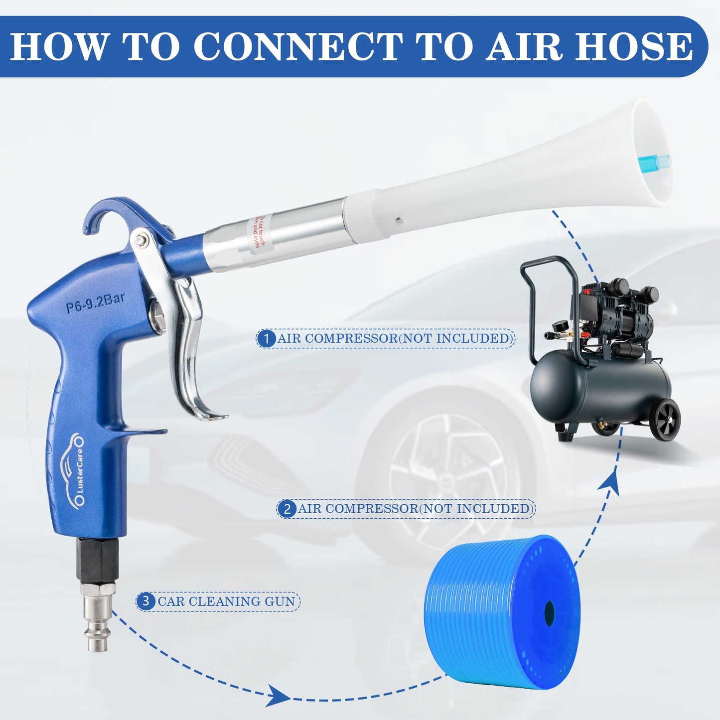 LusterCare Blow Gun Blasts Away Dirty and Air Dry from Surface Works with a Strong Gust of Air Lengthen