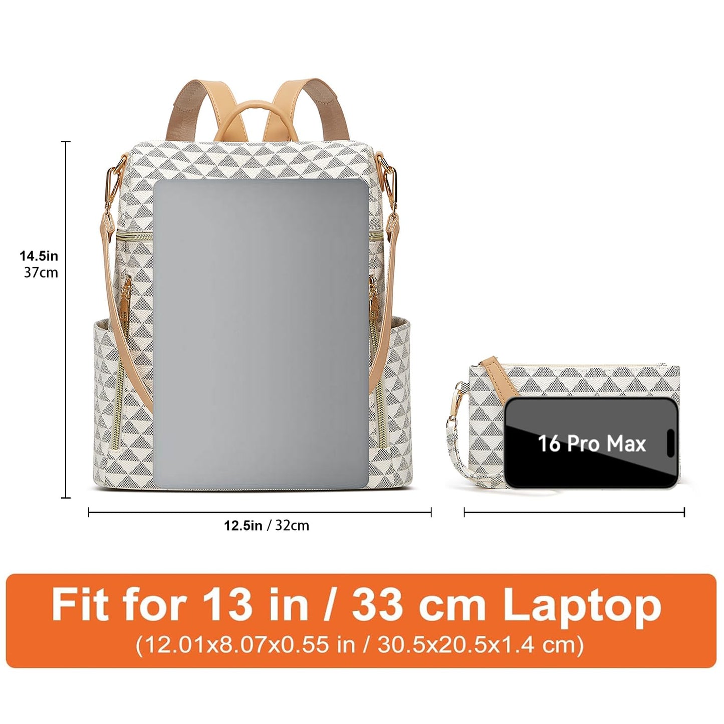 Makes Backpack Purse for Women PU Leather Travel Satchel Handbag Convertible Design Bag with Purse 2 Piece