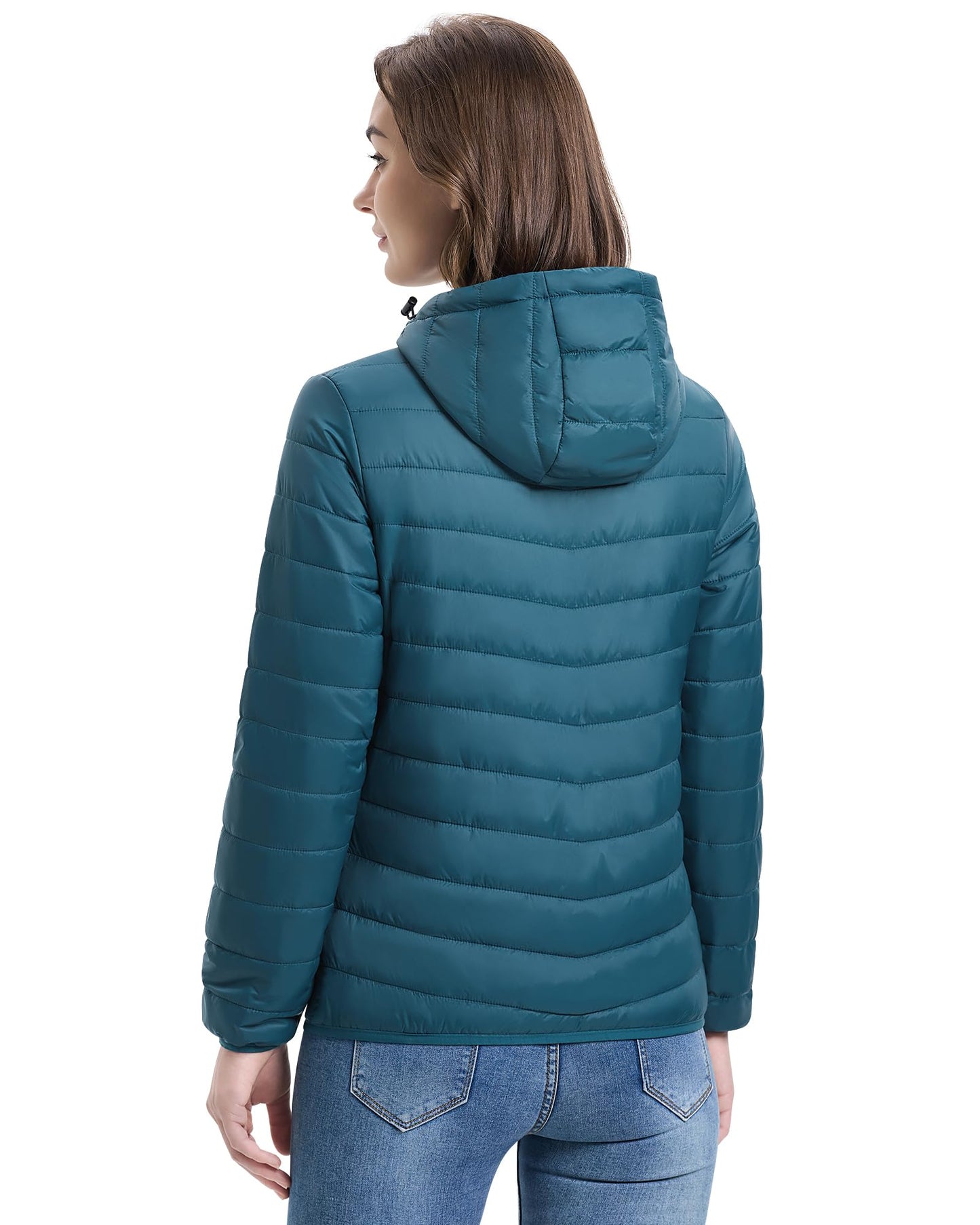 33,000ft Women's Hooded Packable Puffer Jacket Lightweight Warm Puffy Quilted Winter Coat