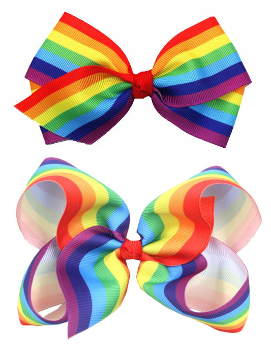 Rainbow Hair Clips Hair Bow for Women Girls Rainbows Hairs Accessories Pride Day Hairs Accessories TSFJ53 (2pcs 4Inch Rainbow)