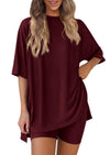 PRETTYGARDEN Women's Two Piece Lounge Set 2025 Summer Casual Oversized Shirts Biker Shorts Matching Airport Travel Outfit