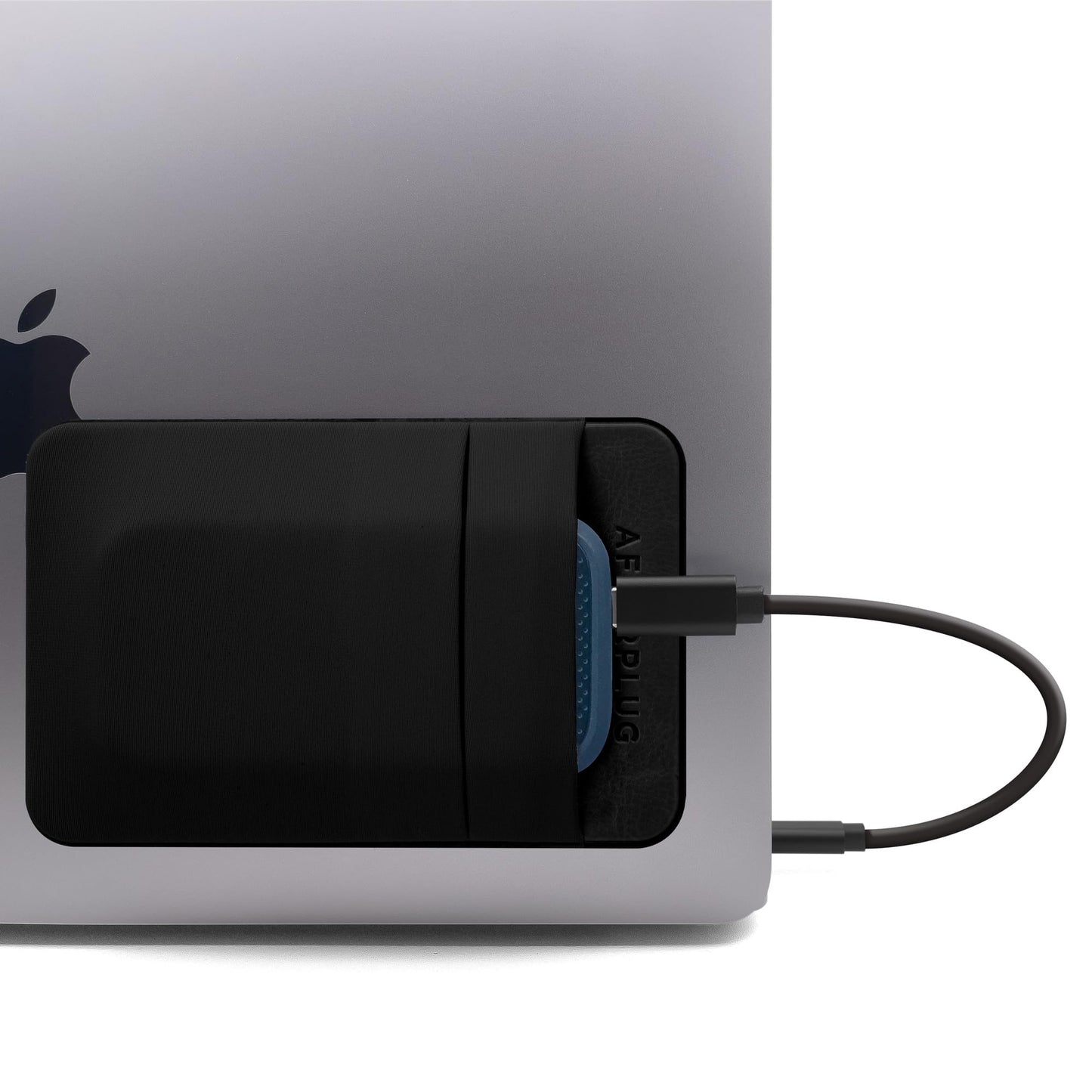 Afterplug 2-Pocket Adhesive Pouch for Laptop, Compatible with External Portable SSD, Magic Mouse, USB Cable and More - Black