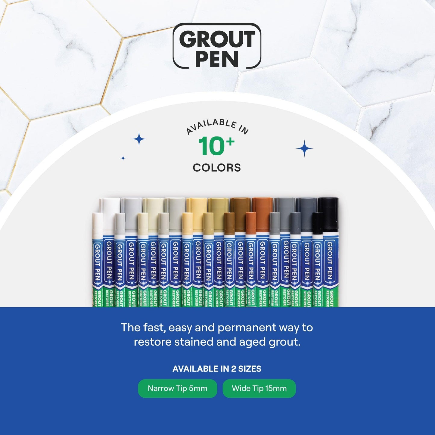 Grout Pen White Tile Grout Paint: Waterproof Grout Paint Pen, Whitener and Grout Sealer Marker for Cleaner Looking Grout Lines - White, Narrow 5mm Tip (7mL) - 3 Pack