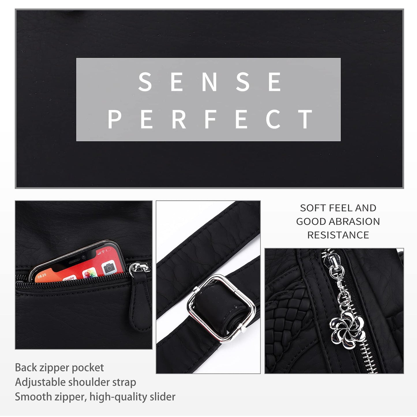 Purses and Handbags Women Fashion Tote Bag Shoulder Bags Top Handle Satchel Purses Washed Synthetic Leather Handbag 1-2#black 13.8 * 4.7 * 11.8 inches