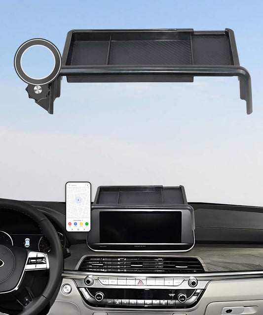 Car Phone Holder for KIA Telluride 2020 2021 2022 Accessories Apply to 10.25 Inch Screen Fixed Clip Magnetic Cell Phone Mount Hands-Free 360 Degree Rotation with Dashboard Storage Tray