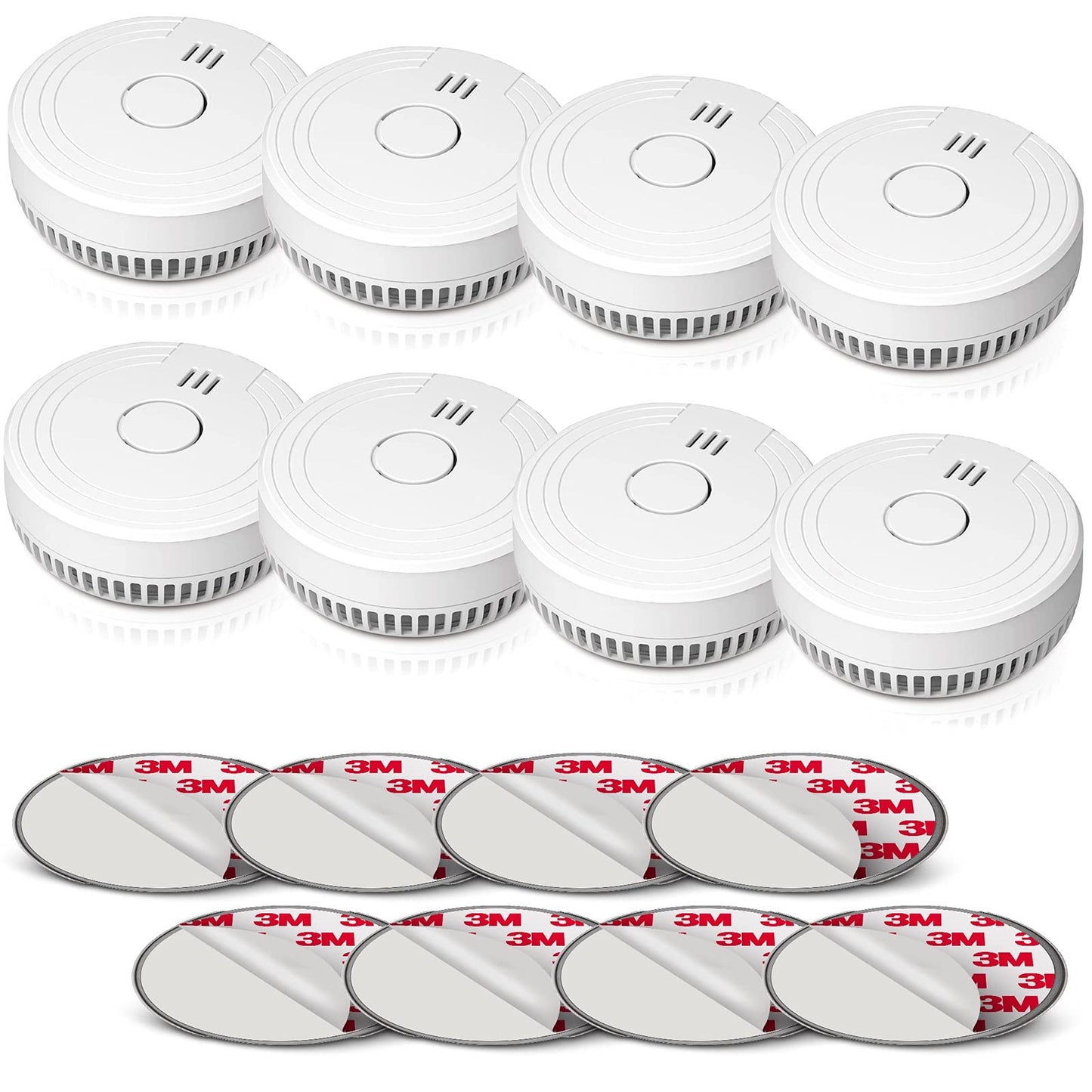 Ecoey Smoke Alarm Fire Detector, Battery Included Photoelectric Smoke Detector with Test Button and Low Battery Signal, Small Fire Alarm for Home, Bedroom FJ136GB, 8 Packs