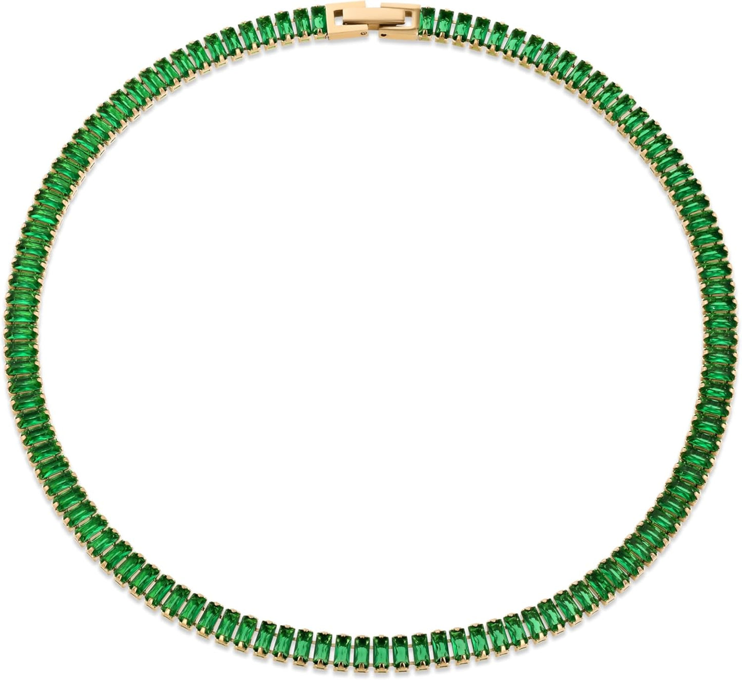 Gold Emerald Choker Necklaces for Women, Green Statement Tennis Chain Choker Necklace Gift.
