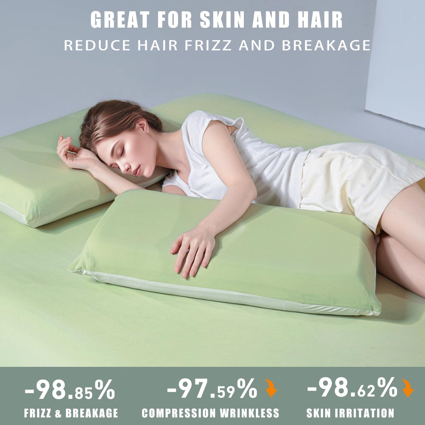 TELUS Cooling Pillowcases Standard Size 2-Pack, Silky Soft Breathable Pillow Case with Envelope Close, Stay Cool Pillow Cover for Hot Sleepers and Night Sweats, 20x26 Inch, Green