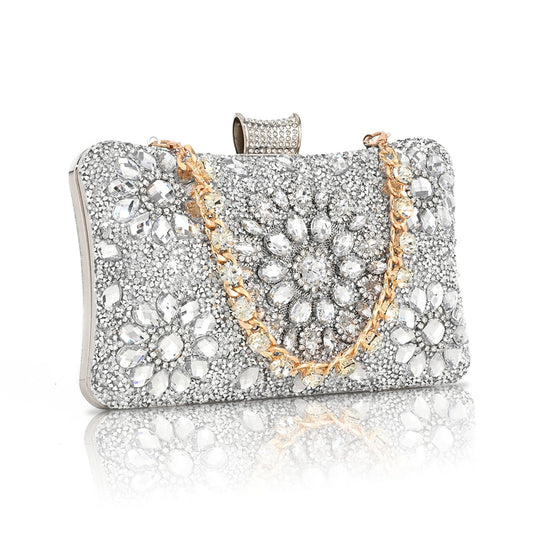 AIBAOWU Rhinestone Silver Purses for Women Rhinestone Evening Bag for Wedding Clutch Silver Purse Handbags Cocktail for Party Prom