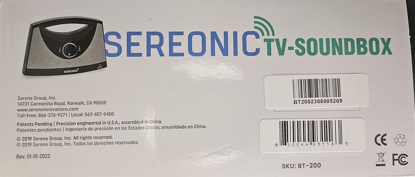 SEREONIC Portable Wireless Speakers for Smart TV - Ideal for TV Watching Without The Blaring Volume - Designed for Hard of Hearing, Elderly, and Seniors - 100ft Range