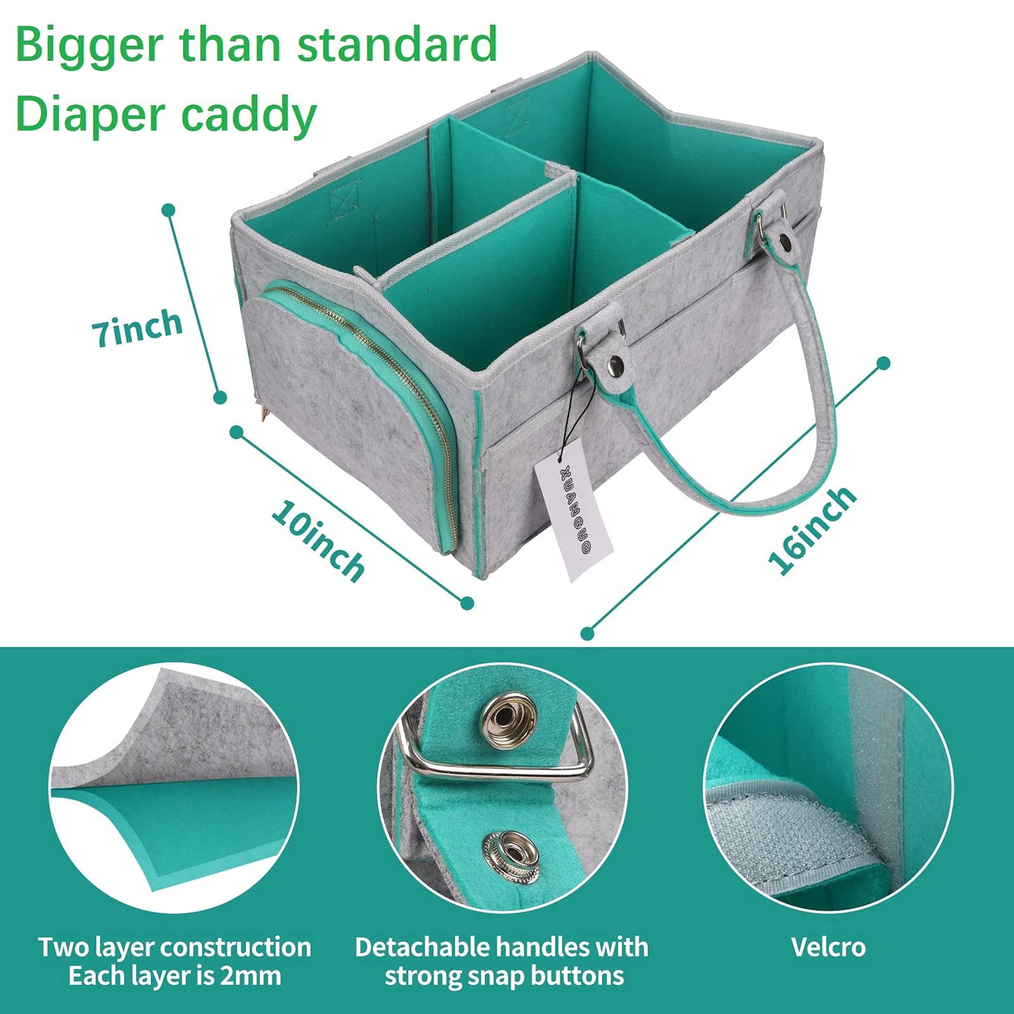 Baby Diaper Caddy Organizer for Boy or Girl Large Nursery Storage Bin Basket Portable Holder Tote Bag for Changing Table and Car Baby Shower Gifts Newborn Essentials Stuff Registry Must Haves Item