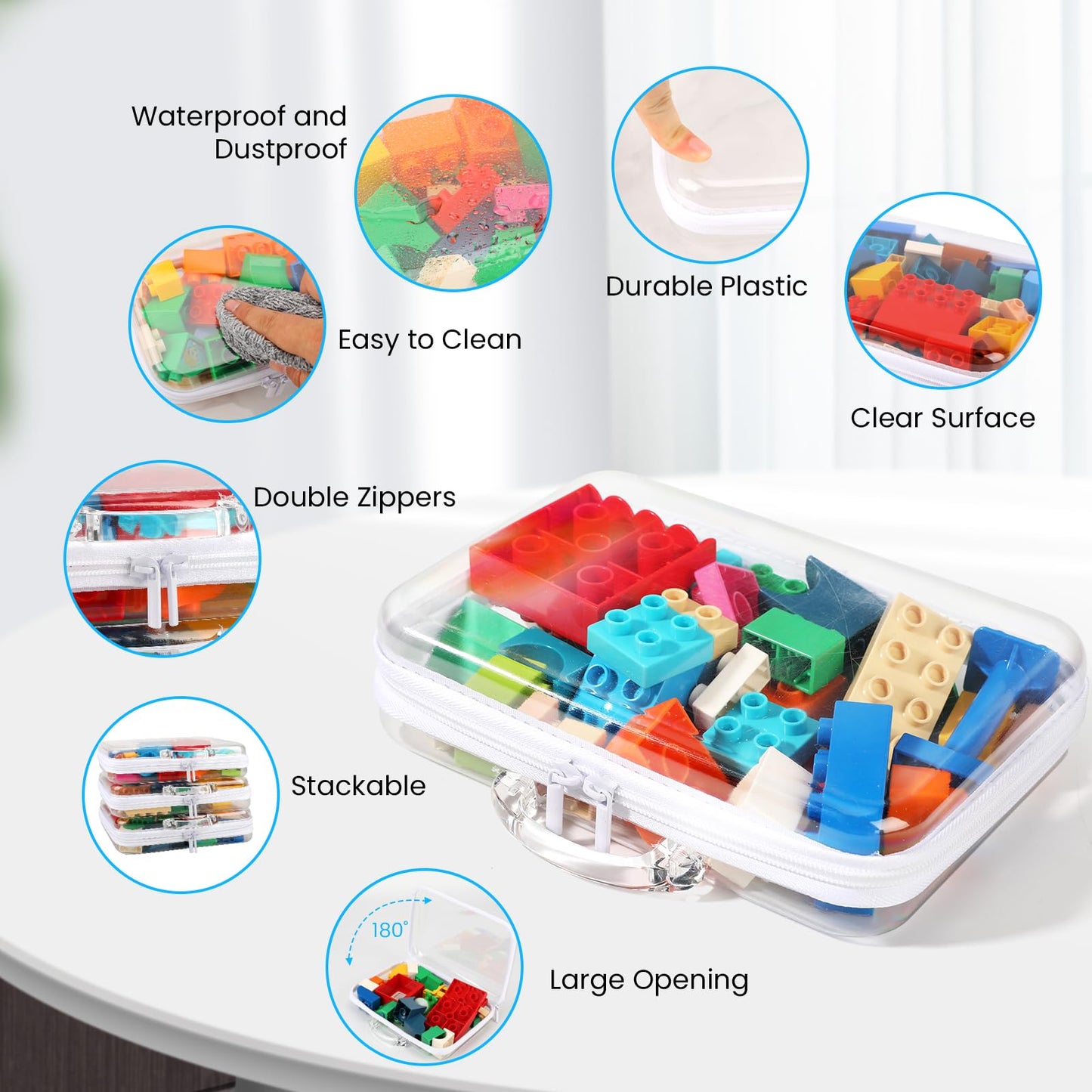 EAROND 3 Pack Clear Hard Shell Zipper Case PVC Zipper Pouches,Transparent Toiletry Pouches,Waterproof Travel Organizers,Portable Toy Storage Bins(M+M+M)