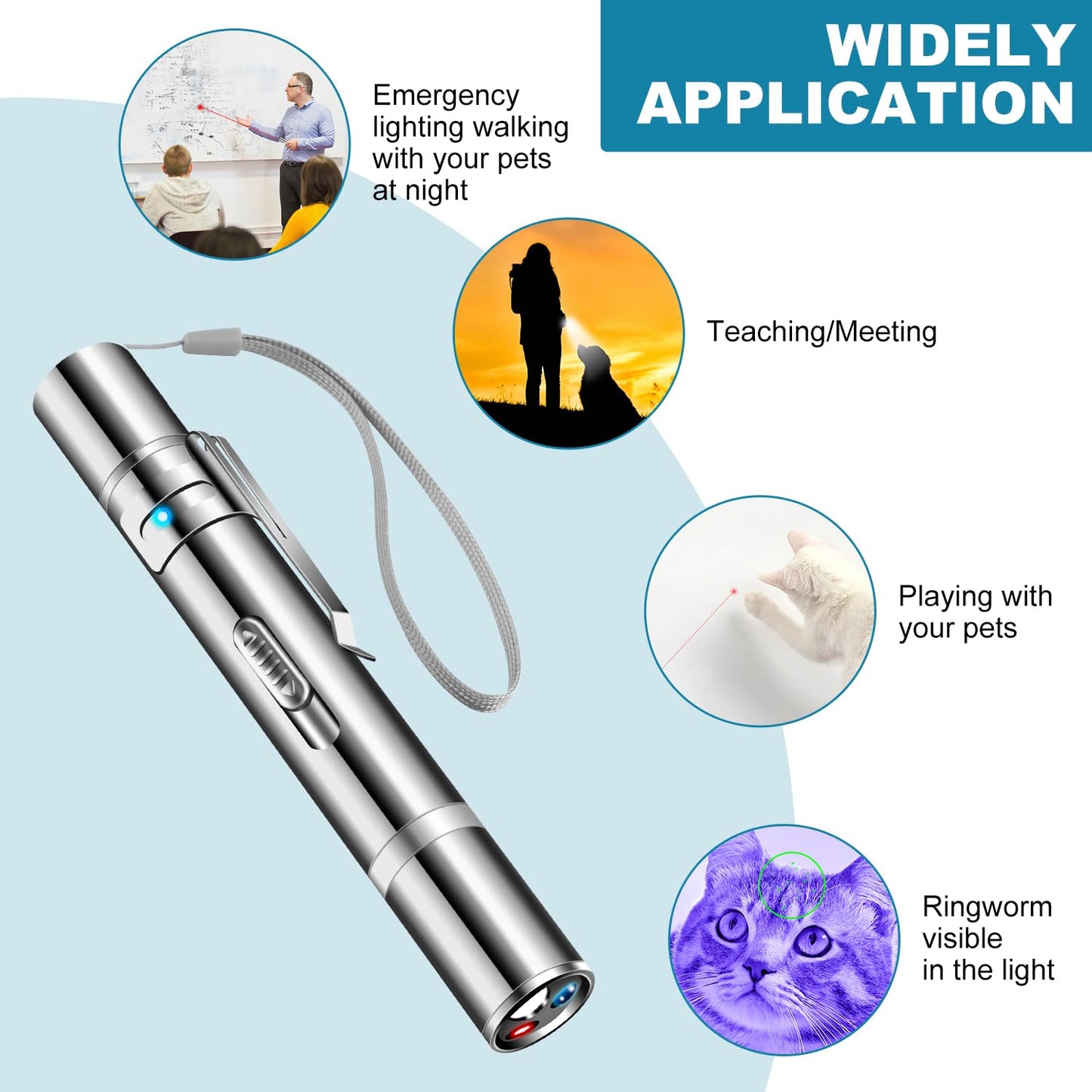 Cowjag Cat Toys, Laser Pointer with 5 Adjustable Patterns, USB Recharge Laser, Long Range and 3 Modes Training Chaser Interactive Toy, Dog Laser Toy