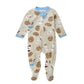 HonestBaby Sleep & Play Footed One-Piece Pajama Sleeper 100% Organic Cotton, Baby Boys, Milk N Cookies, 3-6 Months