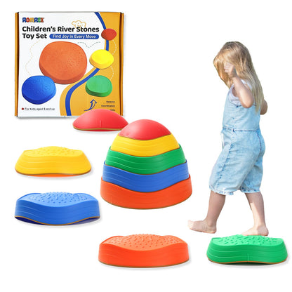Balance Stepping Stones for Kids - 5pcs Vibrant and Nature-Themed Sensory Toys to Encourage Toddlers Balance & Gross Motor Skills for Indoor and Outdoor Play
