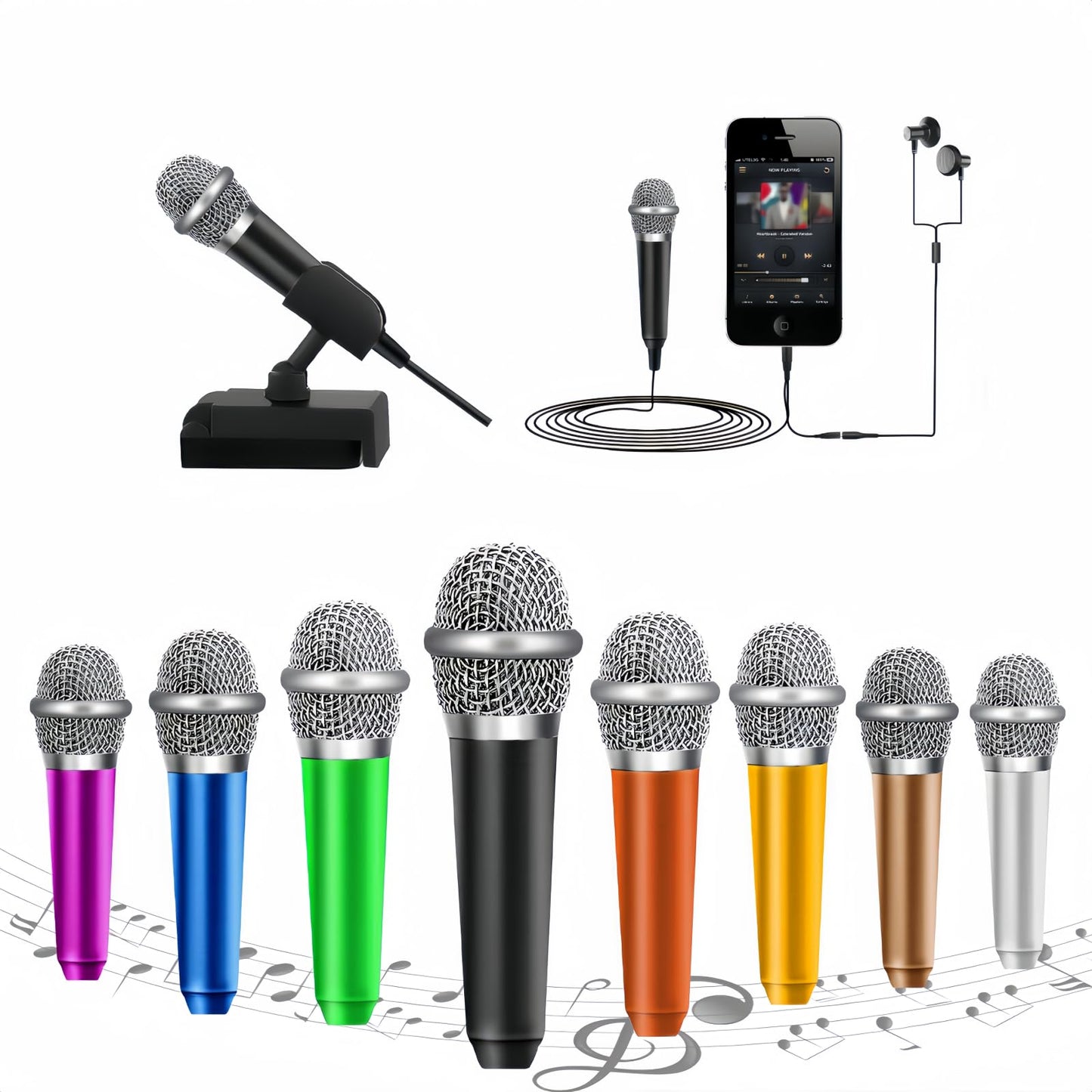 JeMii Mini Microphone,Tiny Microphone,Phone, Asmr,Mini Karaoke,forVoiceRecording Chatting and Singing on iPhone,Android,PC(Black)