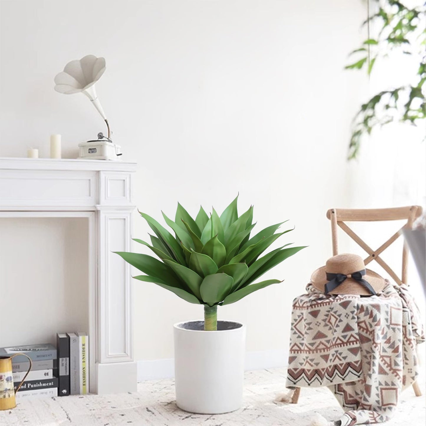 HN HOLD NATURE 28 inch Artificial Agave Plants, Large Size Fake Succulent Plant, Faux Succulents Stems for Outdoor Indoor Home Decor (Set of 2)