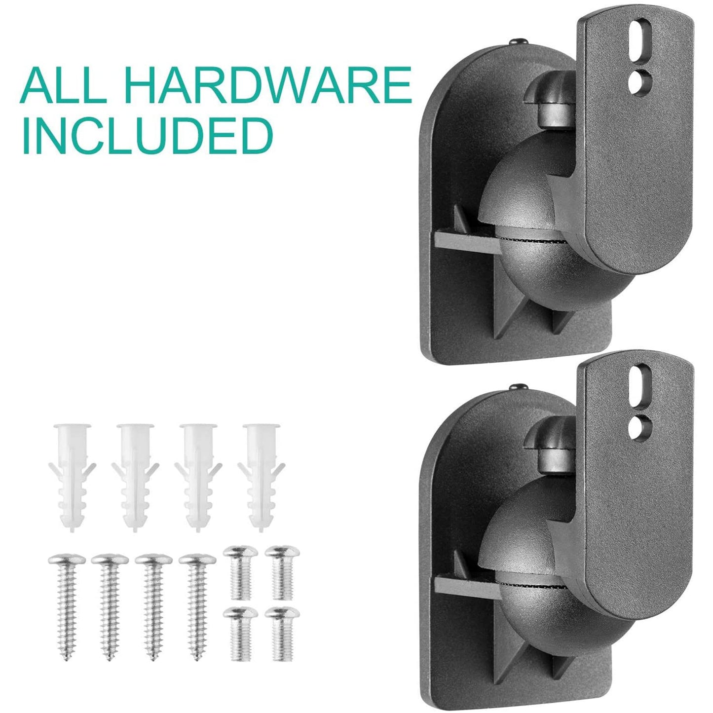 WALI Speaker Wall Ceiling Mounts One Pair, Bookshelf Speaker Wall Mount Brackets, Surround Sound Speaker Mounts, Hold up to 7.7 lbs (SWM202), Black