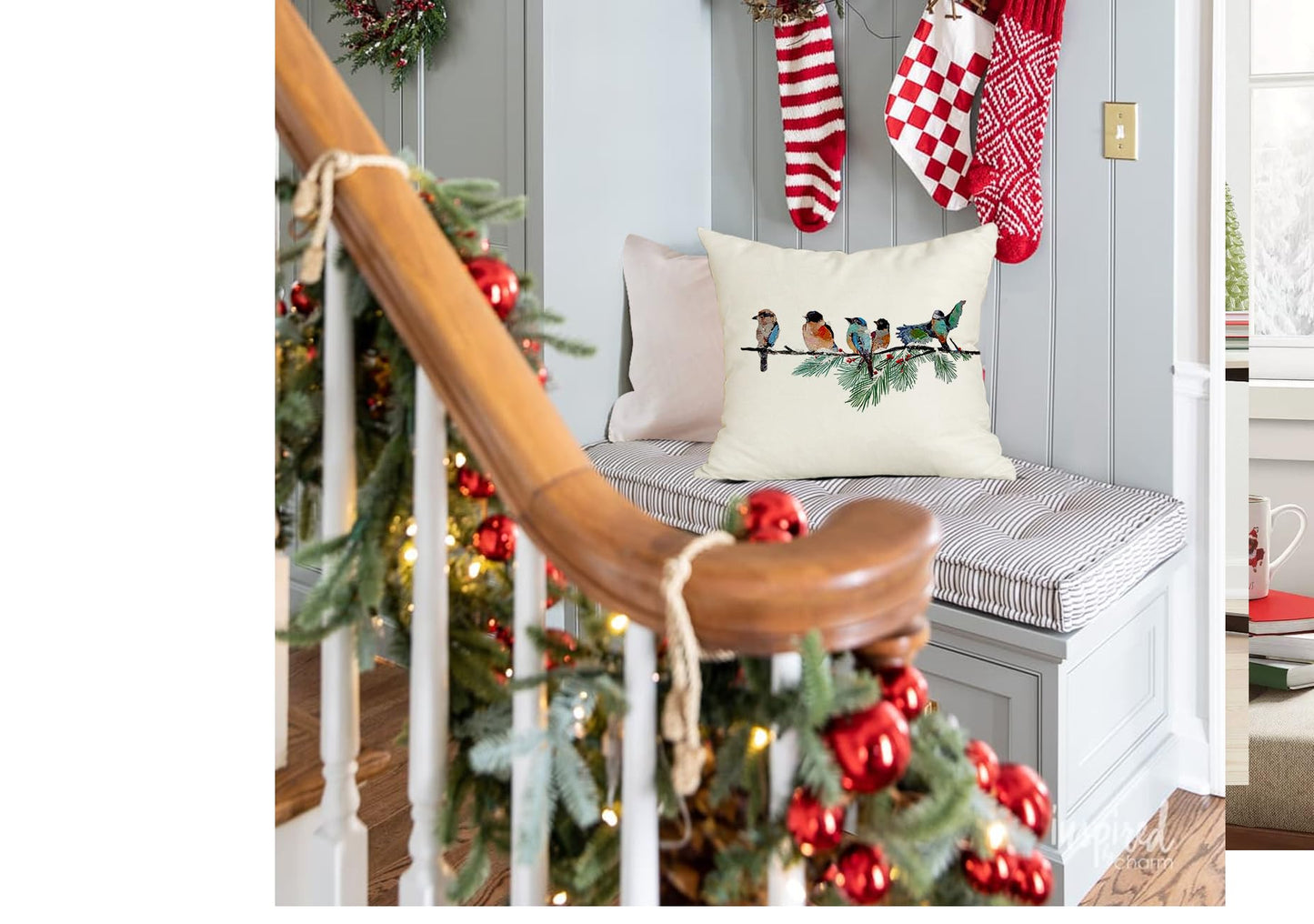 RABUSOFA Christmas Pillow Covers 18x18 Inch Birds Christmas Decorations Christmas Winter Throw Pillow Cases Xmas Outdoor Birds Decor Decorative Pillows for Couch Holiday Teal