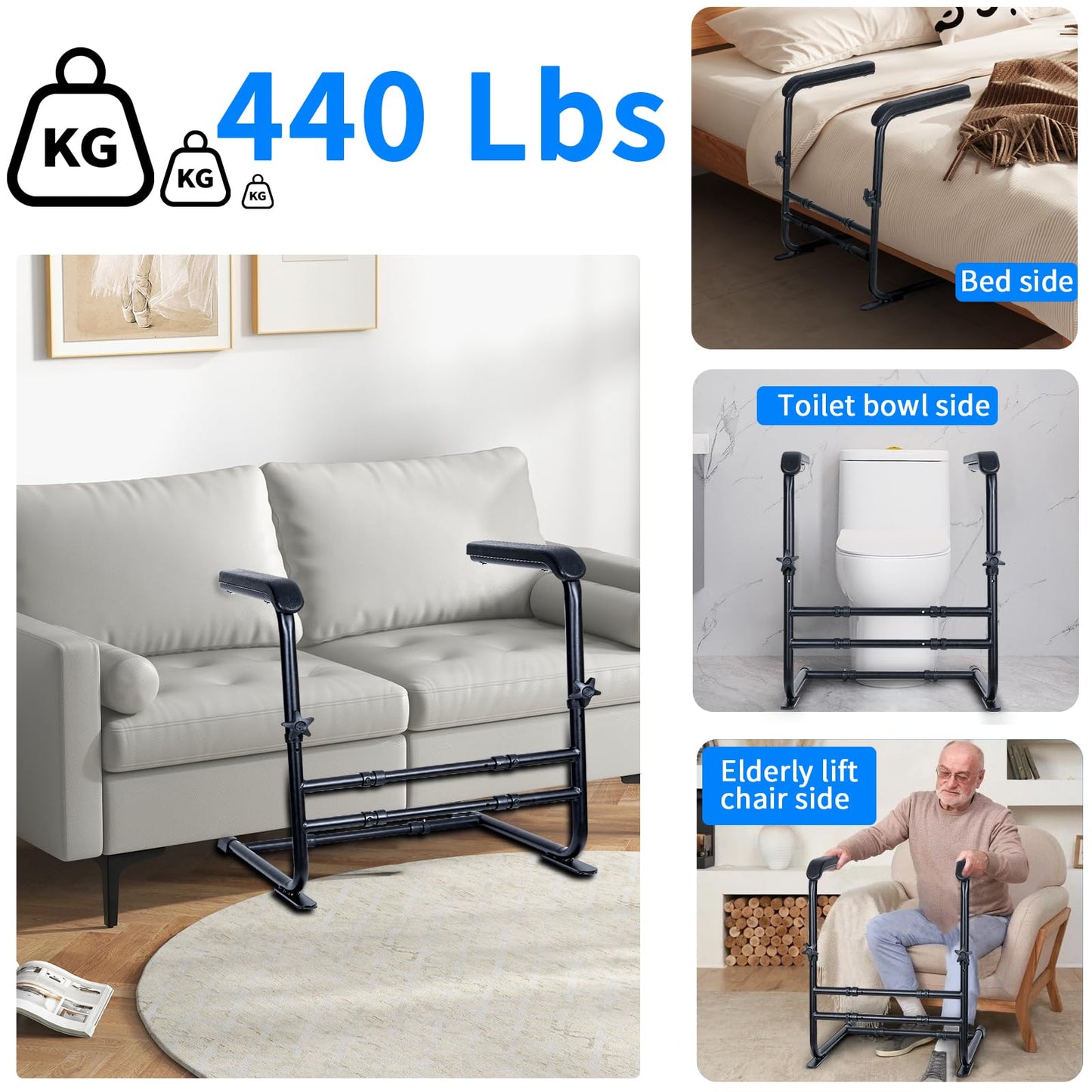 ALIESTFDNO Adjustable Stand Assist for Couch, Chair Assist for Elderly, Chair Lift Assist Devices for Seniors, Safety Stand up Rail,Black