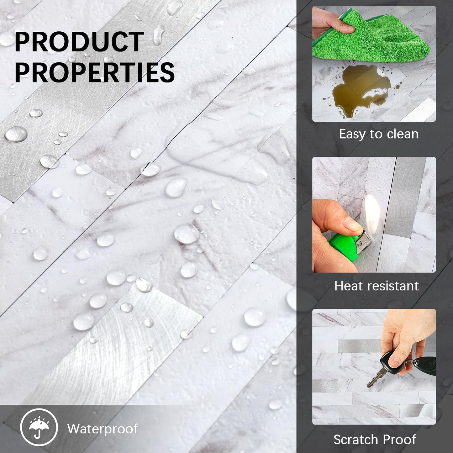 Midcard 10 Sheet Peel and Stick Backsplash Tile, Stick on Tiles for Backsplash Kitchen, Bathroom, Laundry Room, Camper, Fireplace.