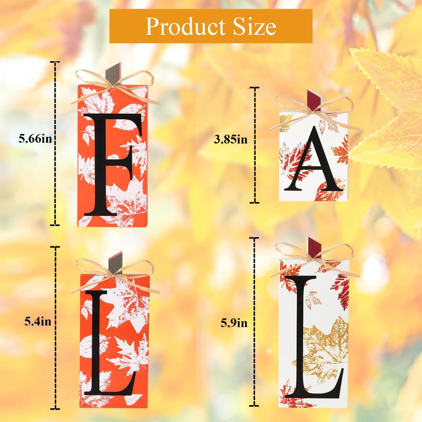 Fall Decorations for Home - 4 PCS Wood Fall Lettered Pumpkin Sign Block Set Autumn Centerpieces Decor for Tables Tabletop Desk Tiered Tray Farmhouse Harvest Thanksgiving Office Indoor Party Decor