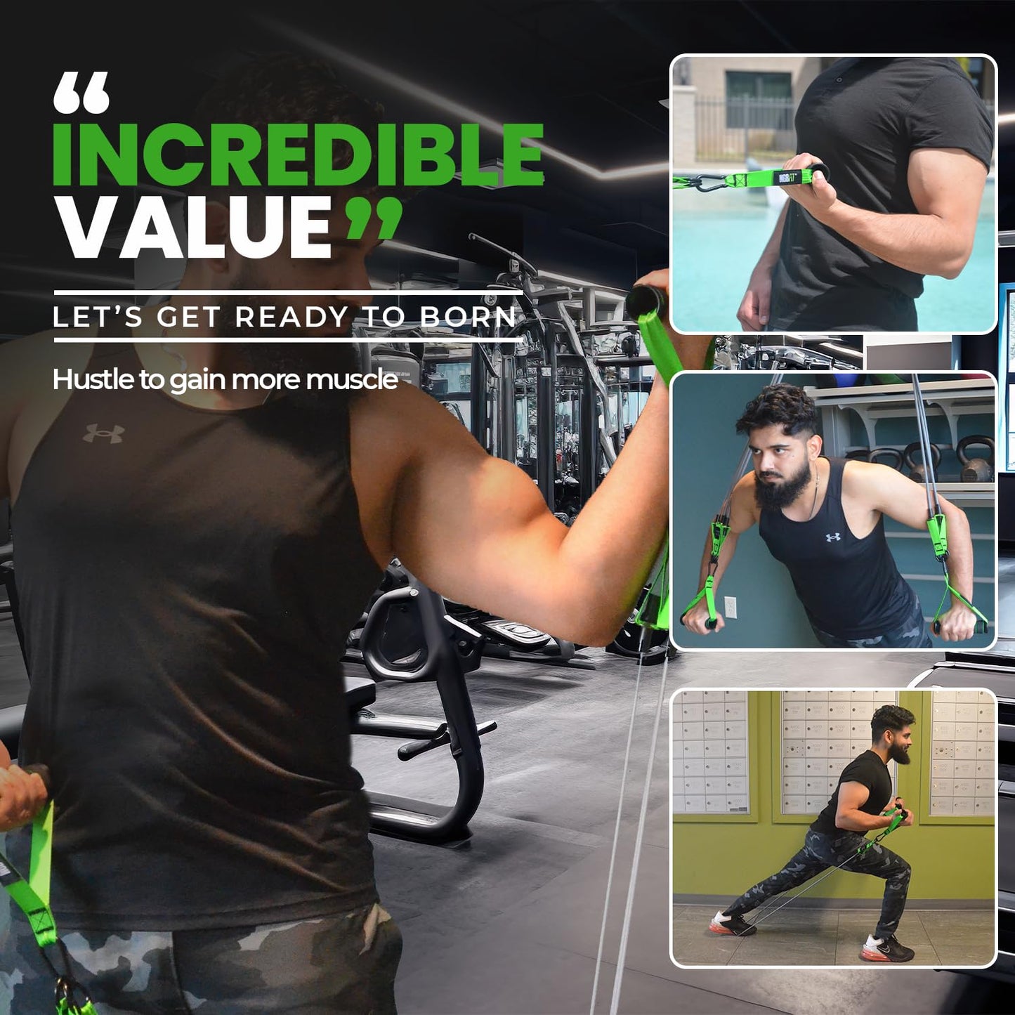 Resistance Bands Set 300lbs - Heavy Duty Fitness Bands with Handles for Strength Training, Door Anchor, Ankle Straps, and Carrying Bag for Home Gym and Full Body Workouts