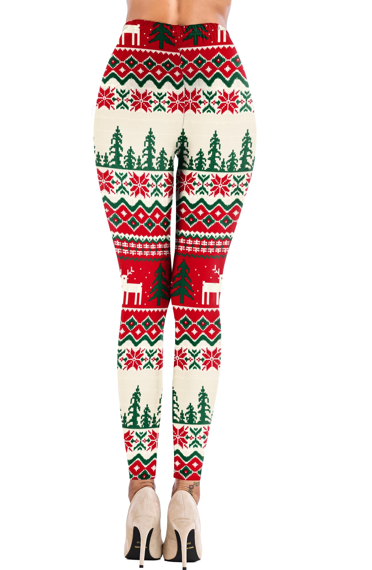 Sipaya Christmas Costumes for Women 2023 Gifts Reindeer Christmas Tree Christmas Party Leggings Stretchy Tights L