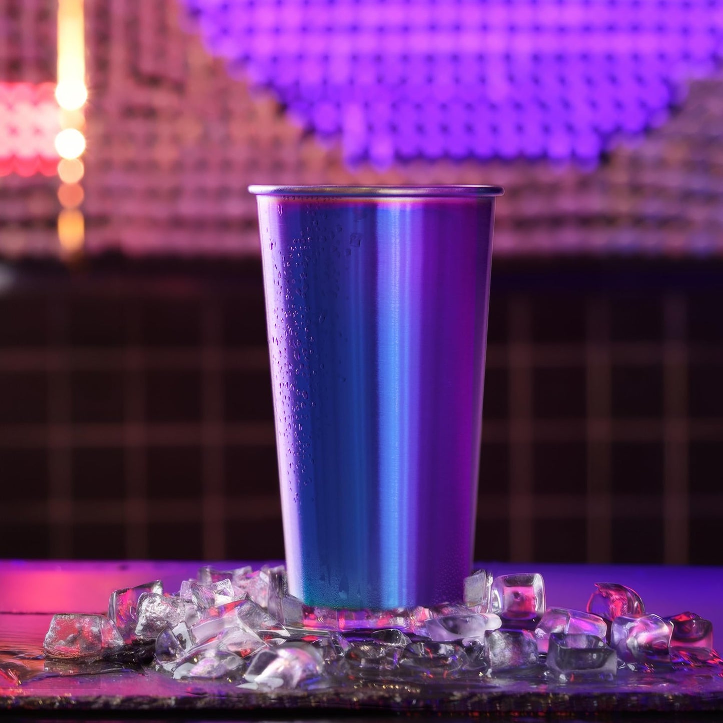 MEWAY 16 Pack 24oz Stainless Steel Pint Cup,Healthy Unbreakable and Stackable,Metal Drinking Glasses，Beer Glasses（Rainbow）