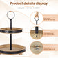 Urban Deco Wood Tiered Tray - 2-Tiered Farmhouse Serving Tray with Metal Handle for Kitchen Counter or Living Room Table