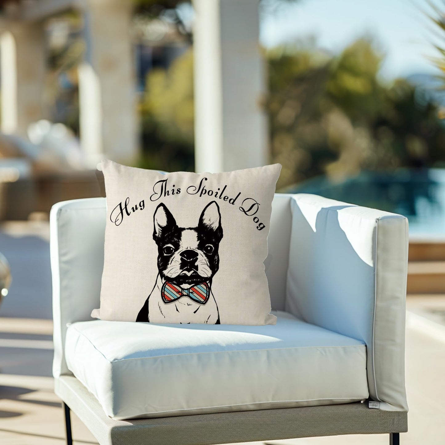 QIONG MENG Pillow Covers 18 x 18 Inch Boston Terrier Throw Pillowcase Dog Lovers Friendship Gifts for Women Decorative Pillow Case Dog Cushion Case for Home Sofa Decorations