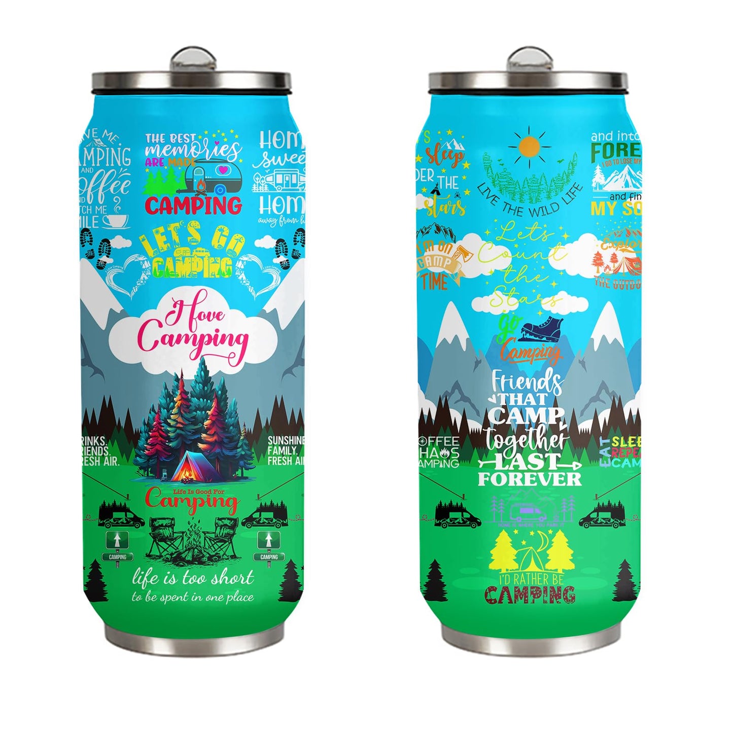 Camping Gifts Travel Coffee Mug Tumbler for Camper Lovers, Birthday Insulated Stainless Steel With Lid 17 Oz