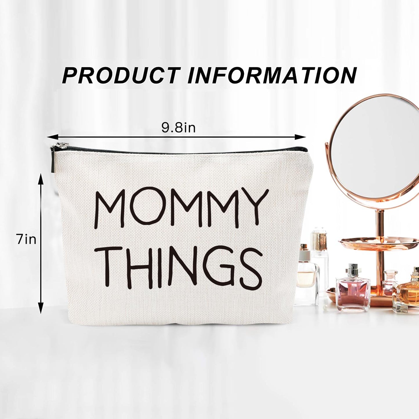 Mommy and Baby Bag Set Canvas Pouch Set Black Keepsake for New Mothers Travel Toiletry Bag for Baby Stuff, Mother's Day Gifts, Set of 2