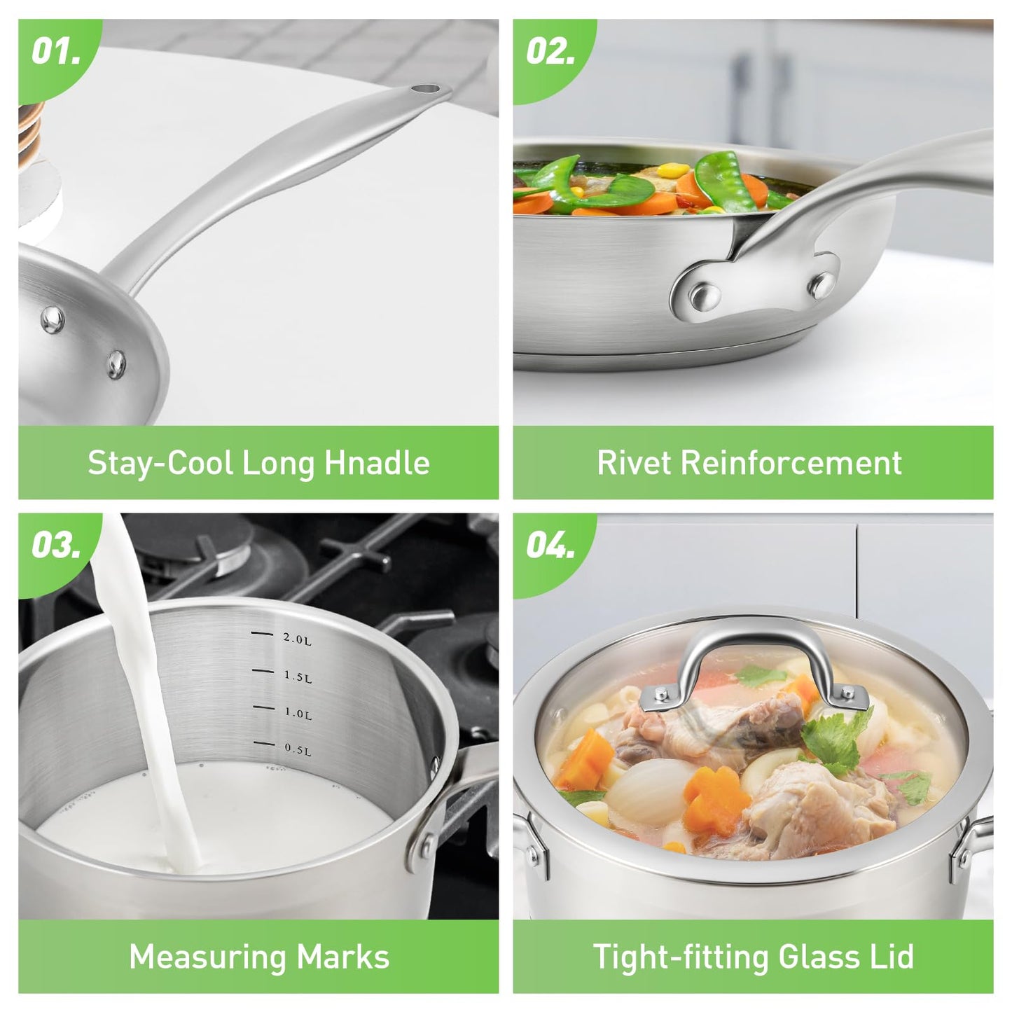 Duxtop Professional Stainless Steel Pots and Pans Set, 17PC Induction Cookware Set, Impact-bonded Technology