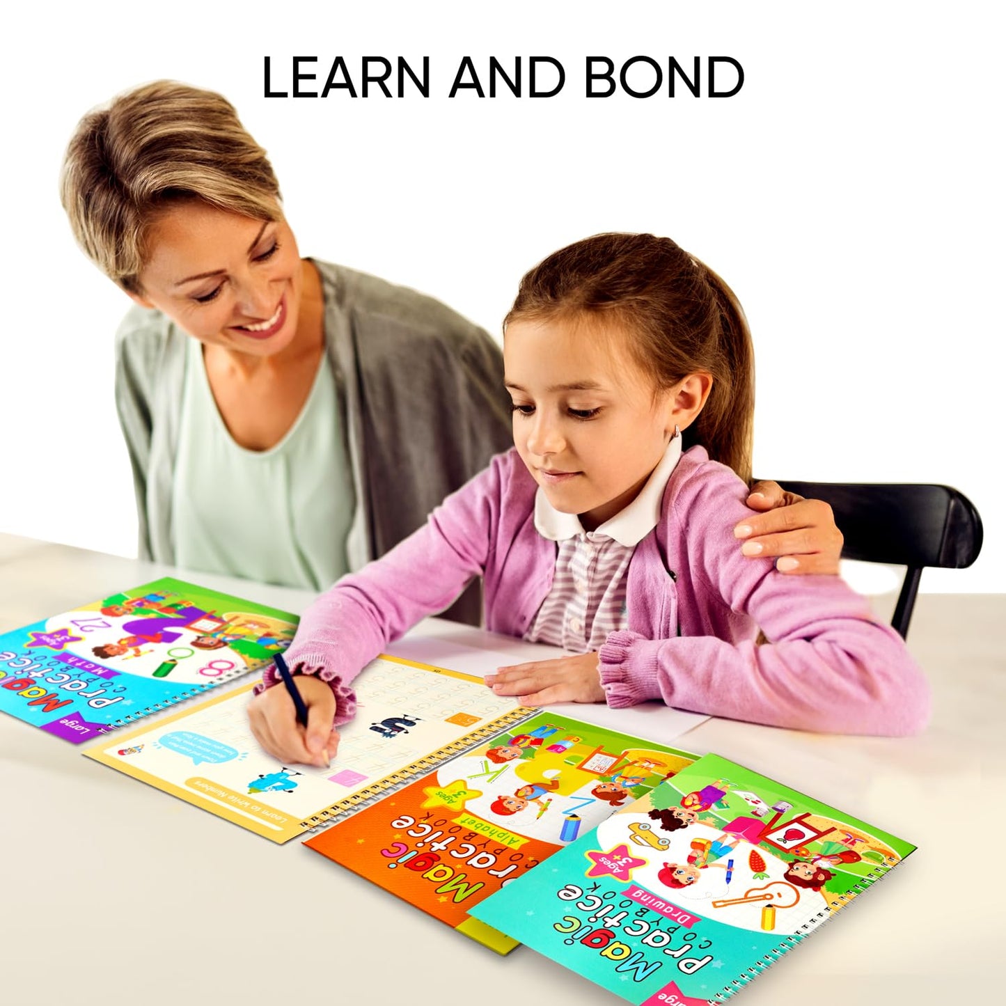 Nirvend Large Magic Practice Copybook,Grooved Writing Books for Kids ages 3-8,Preschool Learning Activities,Handwriting Practice for Kids (10.2x7.5in)