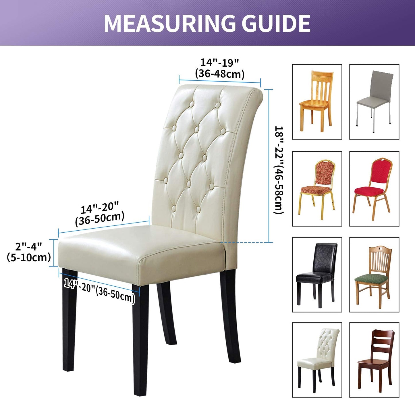 Joccun Chair Covers for Dining Room Set of 2, Dining Chair Slipcovers Stretch Dining Room Chair Covers Seat Protector,Washable Parsons Chair Cover for Home,Hotel(Grapeade,2 Pack)