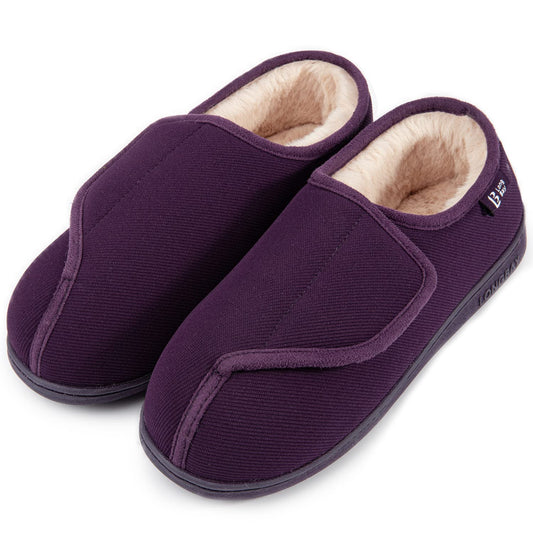 LongBay Womens Adjustable Slippers Memory Foam Cozy Wide Diabetic House Shoes Edema Orthopedic Neuropathy Indoor Outdoor (10 B(M), Purple)