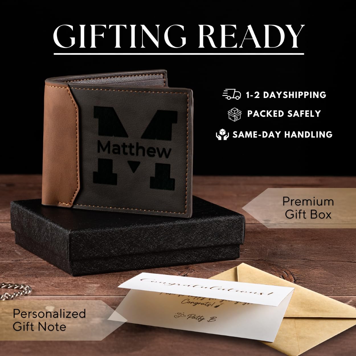 Personalized Gifts for Men – Custom Wallets for Men with Name Engraving | Personalized Wallet for Men – Great Fathers Day Wallet Gift for Husband, Dad, or Boyfriend