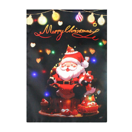 RedFinches Lighted Christmas Garden Flag, Christmas Garden Flag, 12×18 inch Led Christmas Yard Flag, Double Sided Christmas Santa Claus Garden Flag for Outside Yard Garden Lawn Decoration