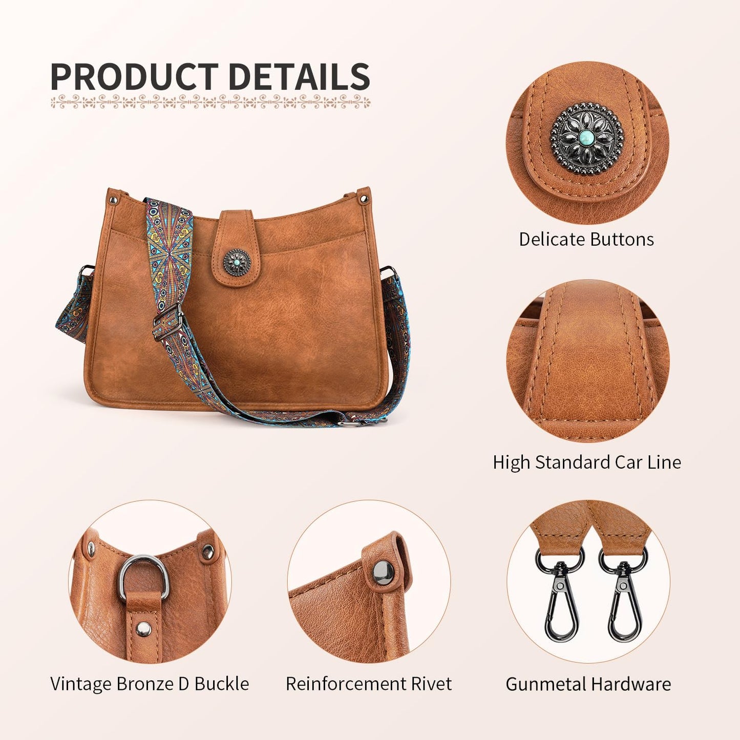 APHISON Crossbody Bags For Women Trendy, Vegan Leather Hobo Handbags Crossbody Purses Shoulder Bucket Bag with 2 Strap Brown